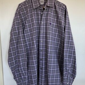 Cinch Men's Purple and Gray Plaid Button-Down Shirt Size XL